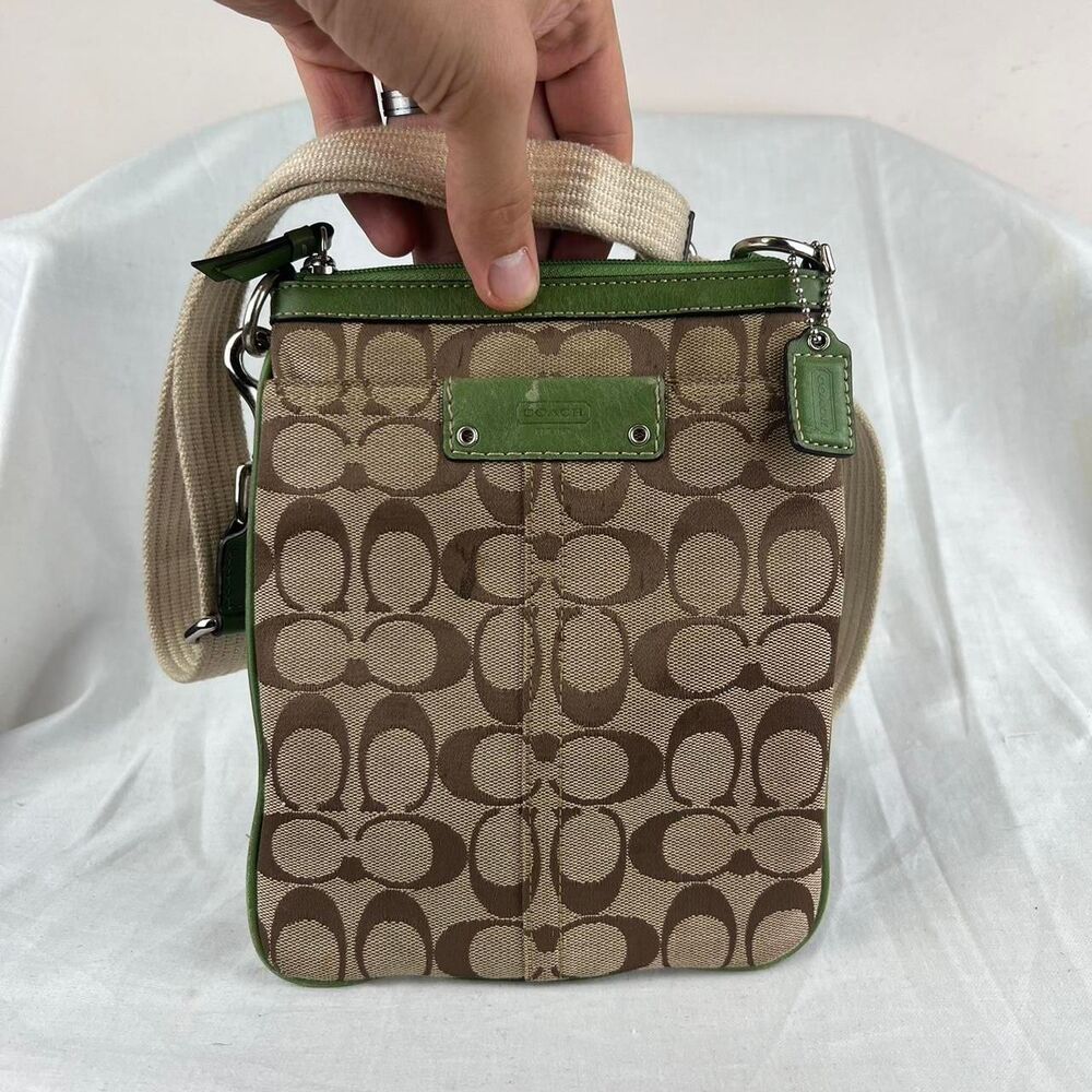 Coach Signature Canvas Crossbody Bag with Brown and Beige Cursive 'C' Logo